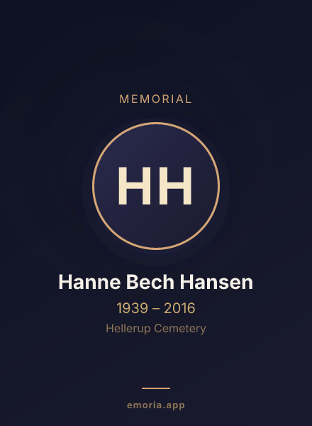 Memorial portrait of Hanne Bech Hansen