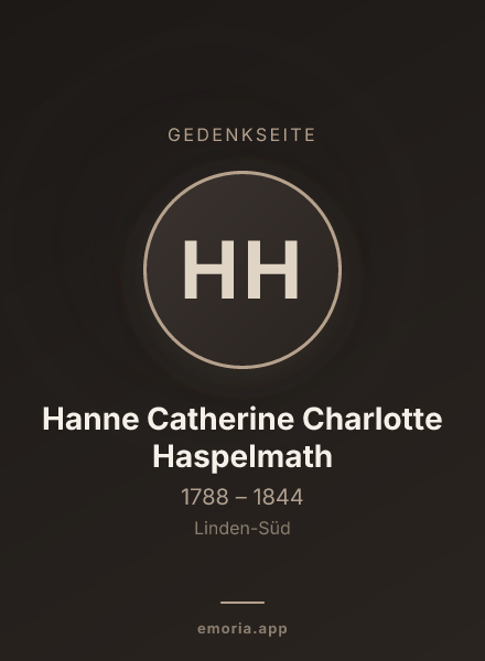 Gedenkportrait von Hanne Catherine Charlotte Haspelmath