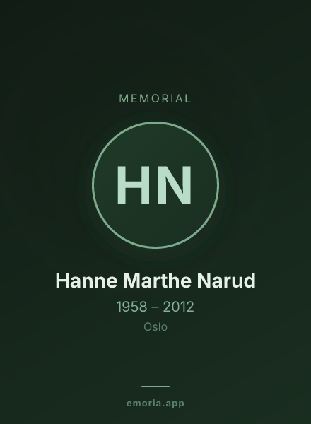 Memorial portrait of Hanne Marthe Narud