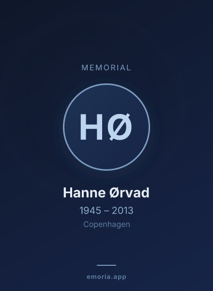 Memorial portrait of Hanne Ørvad