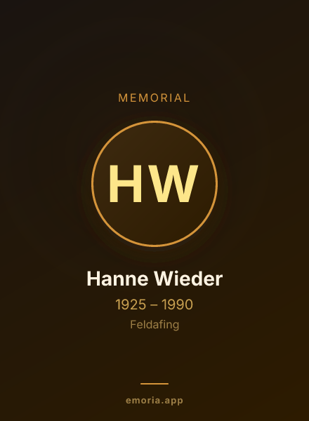 Memorial portrait of Hanne Wieder