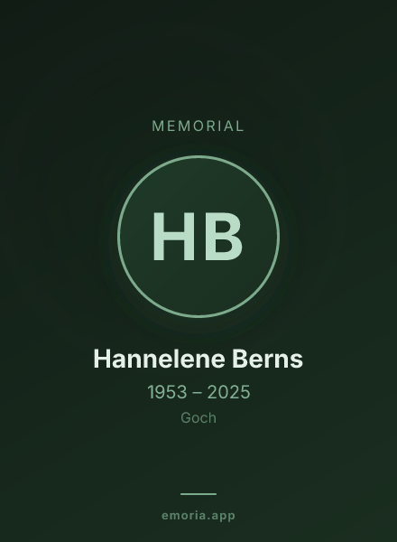 Memorial portrait of Hannelene Berns