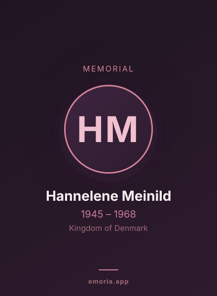 Memorial portrait of Hannelene Meinild