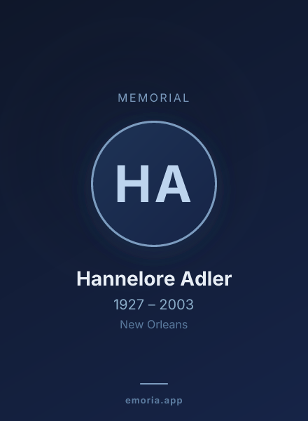 Memorial portrait of Hannelore Adler