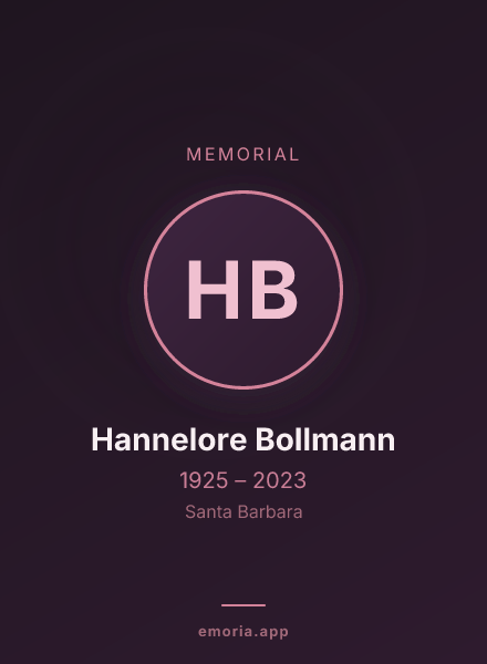 Memorial portrait of Hannelore Bollmann