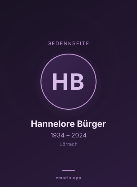 Gedenkportrait von Hannelore Bürger