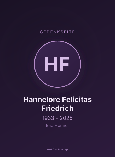 Gedenkportrait von Hannelore Felicitas Friedrich
