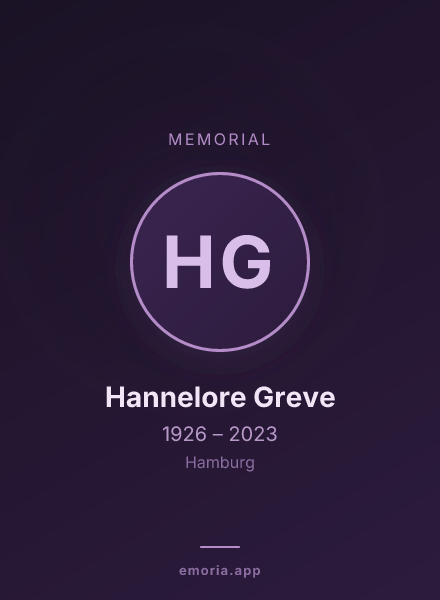 Memorial portrait of Hannelore Greve