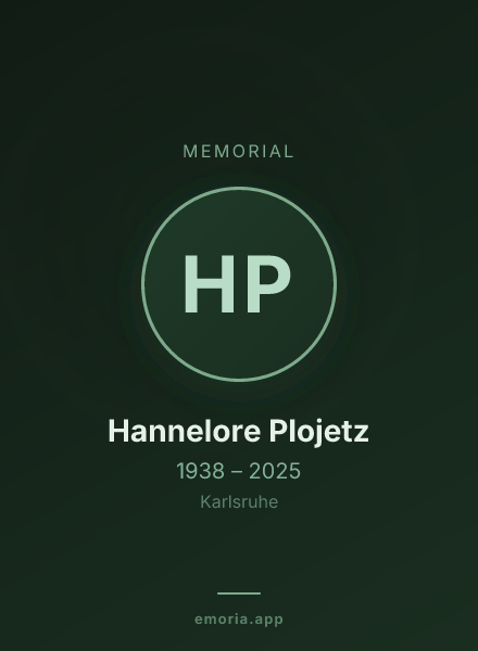 Memorial portrait of Hannelore Plojetz