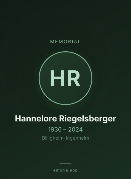 Memorial portrait of Hannelore Riegelsberger