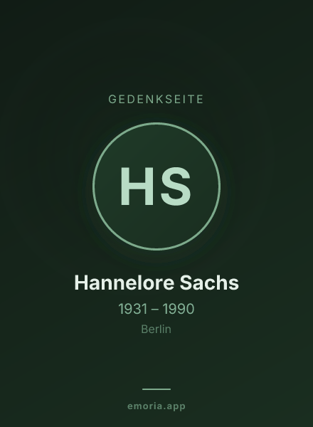 Gedenkportrait von Hannelore Sachs