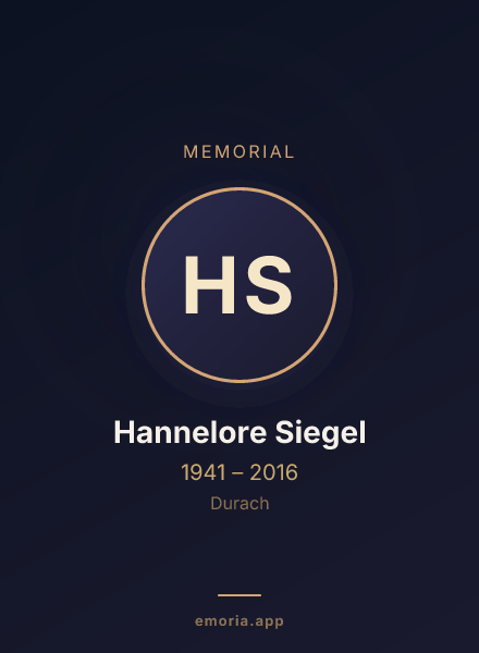 Memorial portrait of Hannelore Siegel