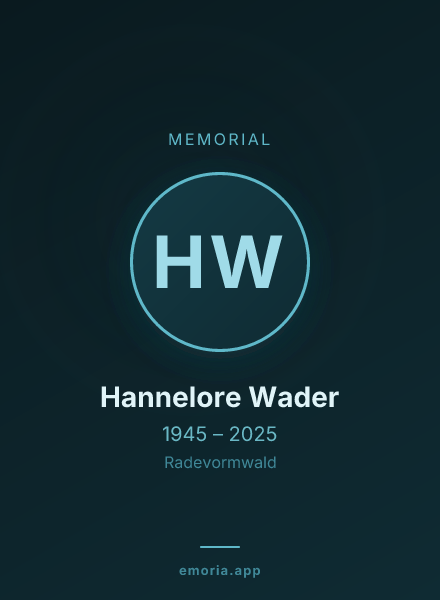 Memorial portrait of Hannelore Wader