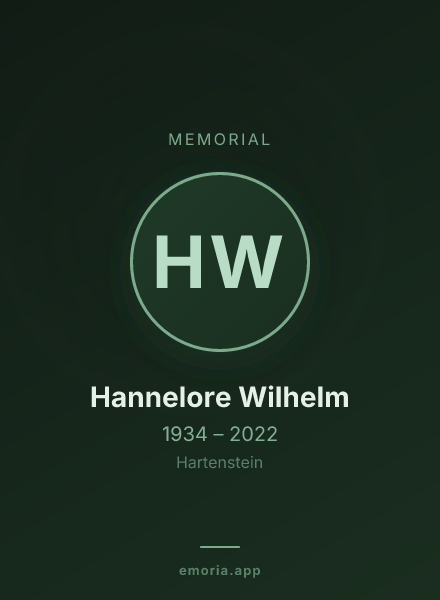 Memorial portrait of Hannelore Wilhelm