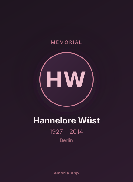 Memorial portrait of Hannelore Wüst
