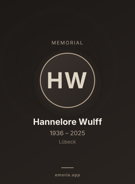 Memorial portrait of Hannelore Wulff