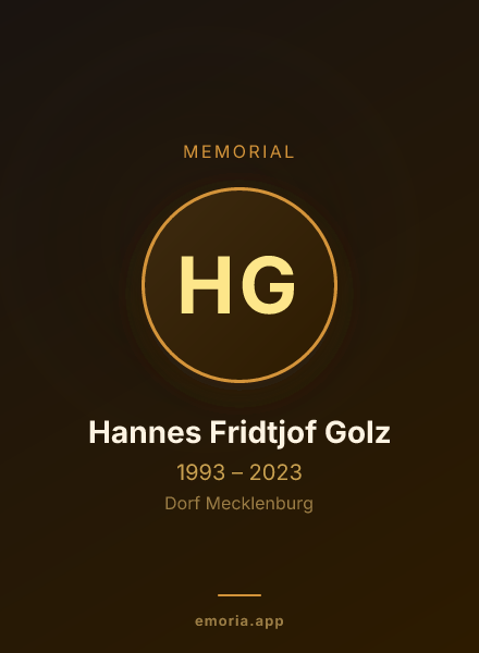 Memorial portrait of Hannes Fridtjof Golz