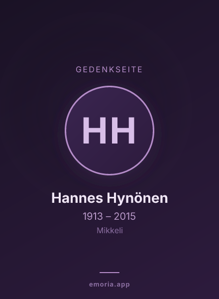 Gedenkportrait von Hannes Hynönen