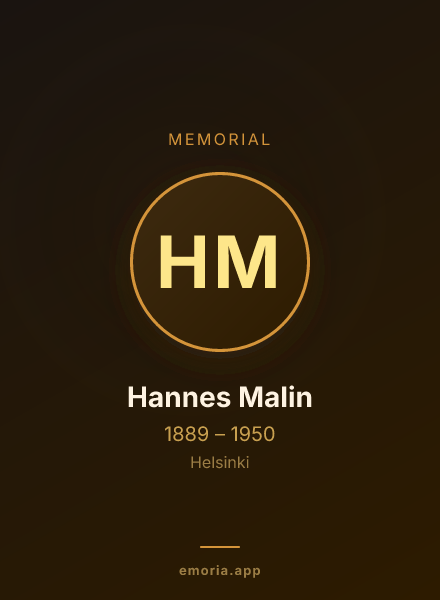 Memorial portrait of Hannes Malin