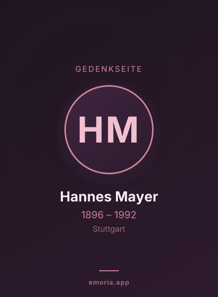 Gedenkportrait von Hannes Mayer