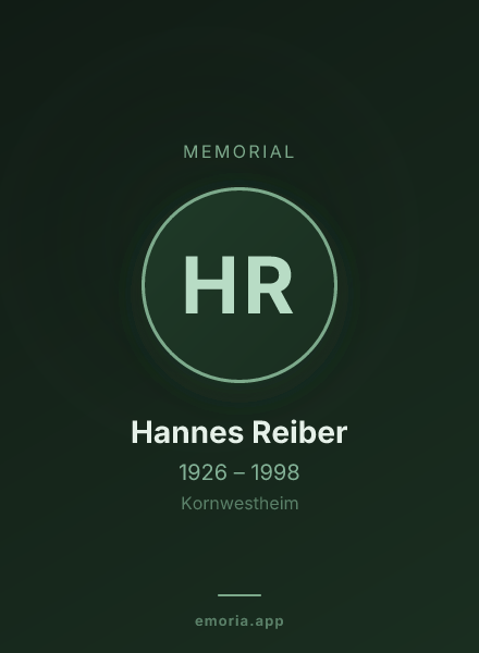 Memorial portrait of Hannes Reiber
