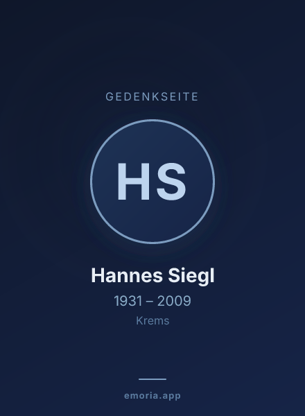 Gedenkportrait von Hannes Siegl