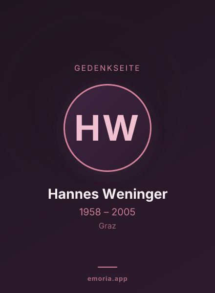 Gedenkportrait von Hannes Weninger