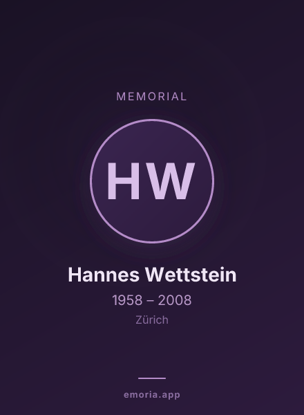 Memorial portrait of Hannes Wettstein