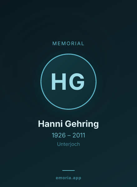 Memorial portrait of Hanni Gehring