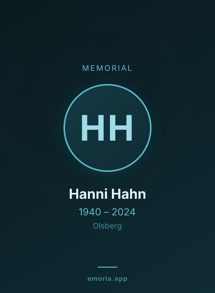 Memorial portrait of Hanni Hahn