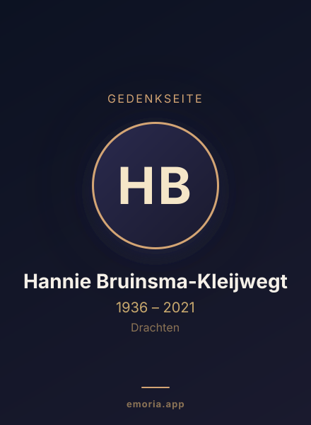 Gedenkportrait von Hannie Bruinsma-Kleijwegt