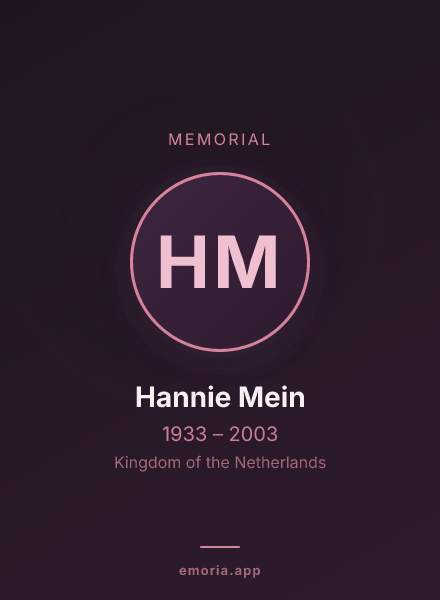 Memorial portrait of Hannie Mein