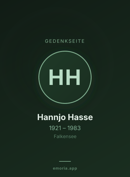 Gedenkportrait von Hannjo Hasse