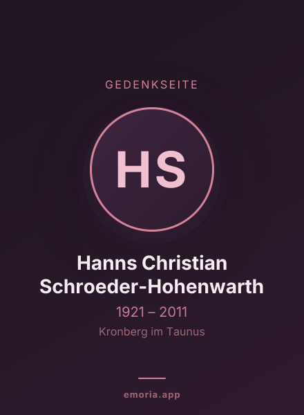 Gedenkportrait von Hanns Christian Schroeder-Hohenwarth