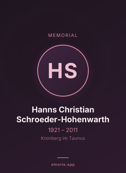Memorial portrait of Hanns Christian Schroeder-Hohenwarth