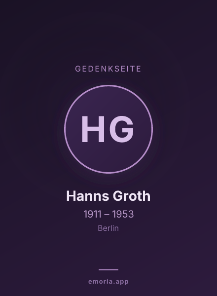 Gedenkportrait von Hanns Groth