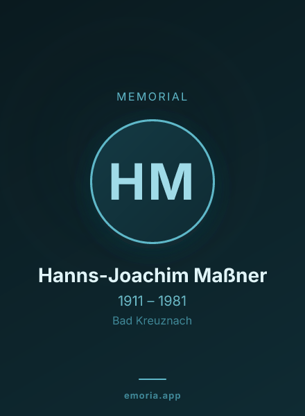 Memorial portrait of Hanns-Joachim Maßner