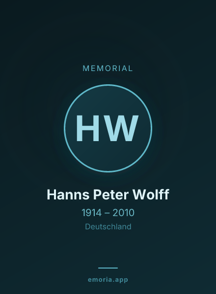 Memorial portrait of Hanns Peter Wolff
