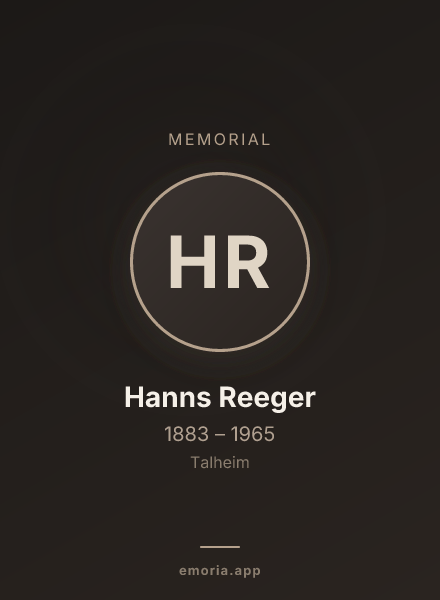 Memorial portrait of Hanns Reeger