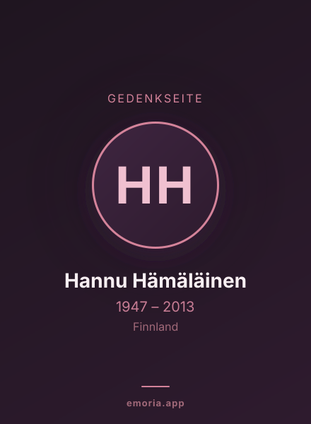 Gedenkportrait von Hannu Hämäläinen