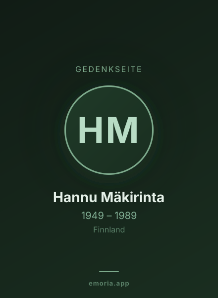 Gedenkportrait von Hannu Mäkirinta