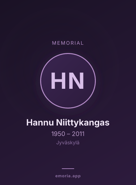 Memorial portrait of Hannu Niittykangas