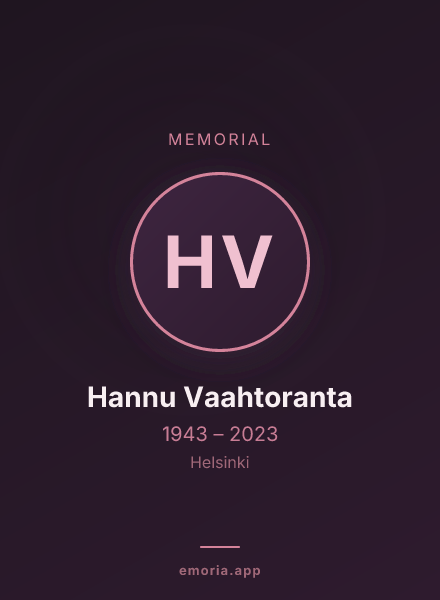 Memorial portrait of Hannu Vaahtoranta
