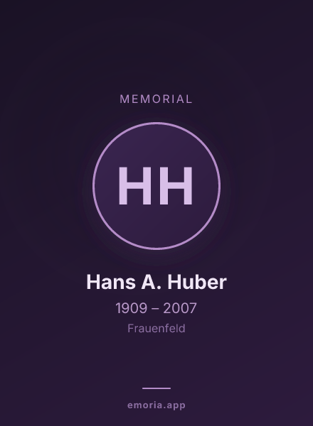 Memorial portrait of Hans A. Huber