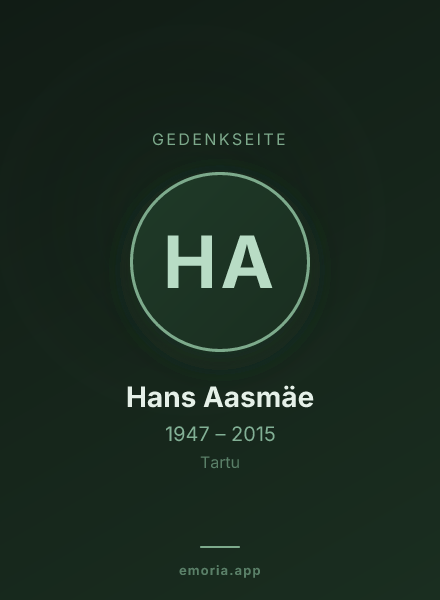 Gedenkportrait von Hans Aasmäe