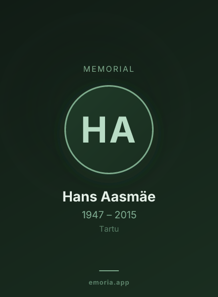 Memorial portrait of Hans Aasmäe