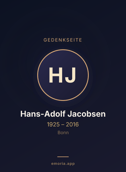 Gedenkportrait von Hans-Adolf Jacobsen