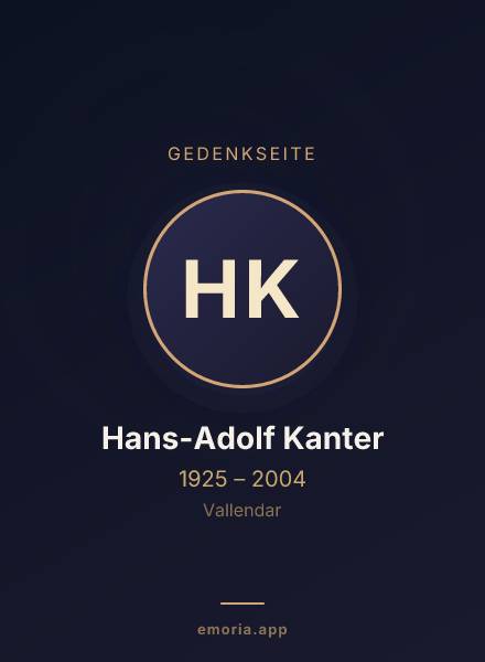 Gedenkportrait von Hans-Adolf Kanter