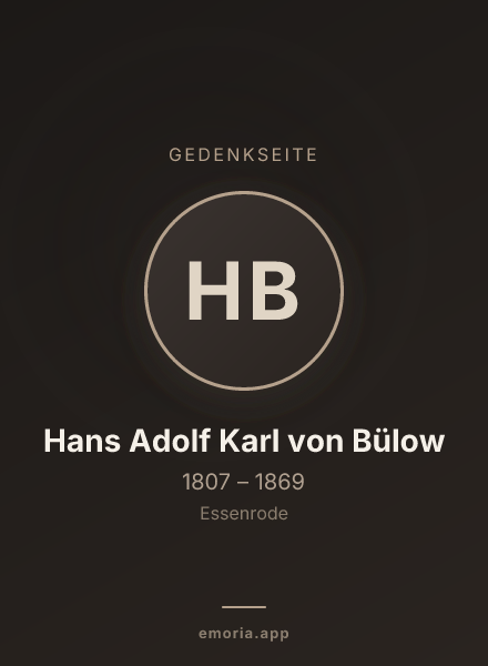 Gedenkportrait von Hans Adolf Karl von Bülow
