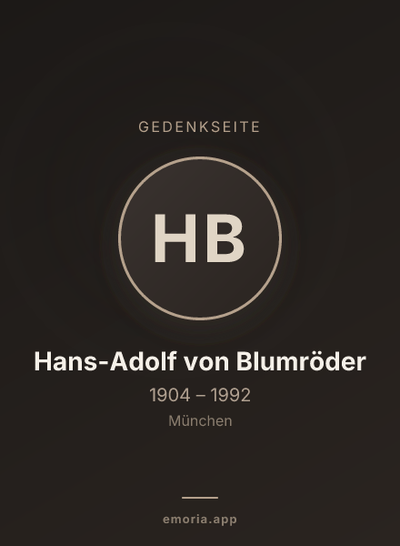 Gedenkportrait von Hans-Adolf von Blumröder